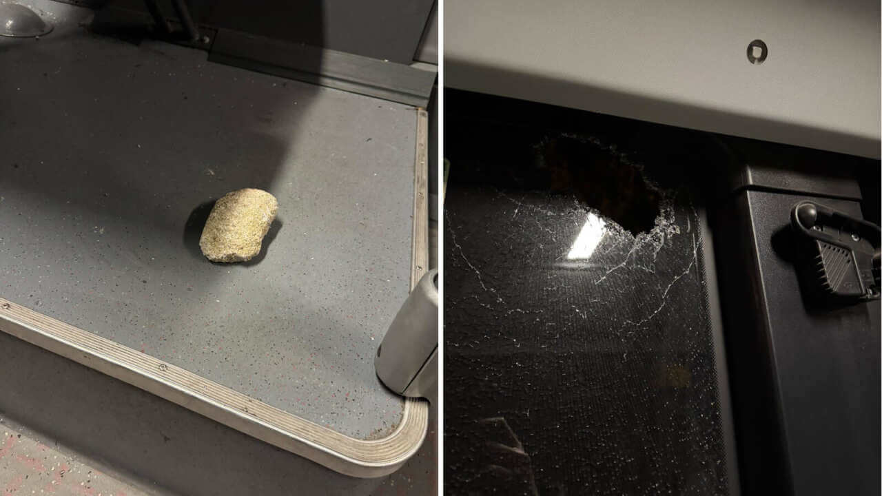 sasso contro bus taranto