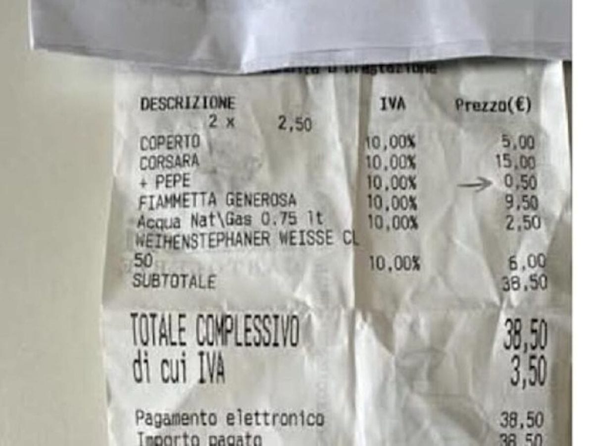 scontrino pepe sulla pizza