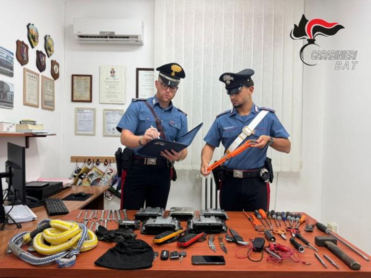 oggetti furto auto trinitapoli